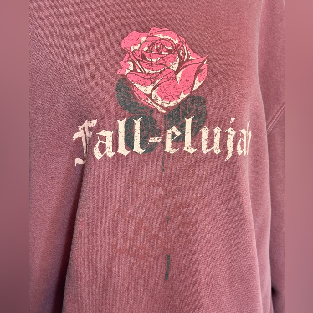 Sz L Living Fully Mallory Ervin sweatshirt Falleluijah mauve rose pink purple - Picture 2 of 7